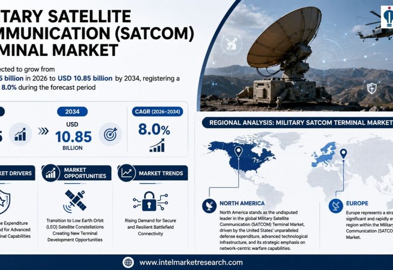 Military SATCOM Terminal Market to Reach USD 10.85 Billion by 2034 at 8.0% CAGR